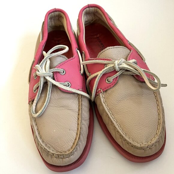 Women's Sperry Top-Sider Pink And Beige Boat Shoes Loafers Size 8.5M - Picture 2 of 8